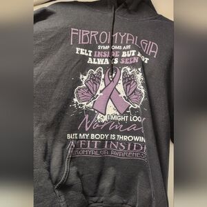 Fibromyalgia Awareness Unisex Size Large Black Hoodie